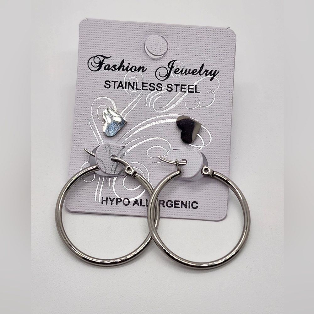 Stainless Steel Hoop Earrings - Picture 2 of 3